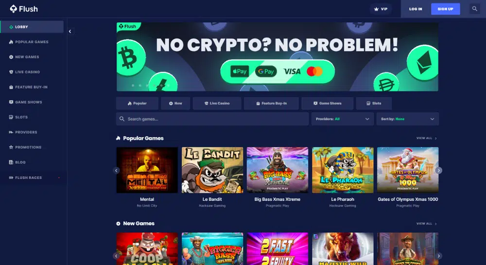 Flush Casino Homepage